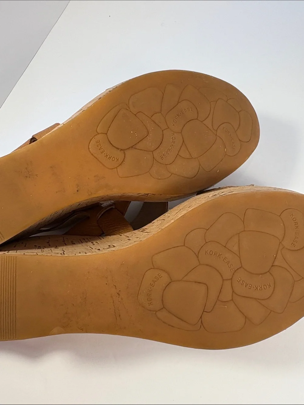 Kork-Ease Brown Leather Wedge Sandals Sz 8M Cork Platform Strappy Boho Comfort